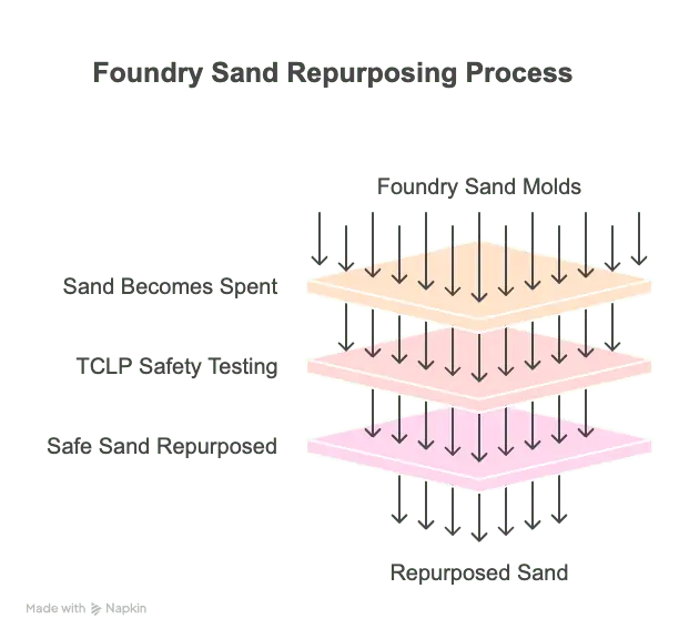 Diagram showing the lifecycle of foundry sand.